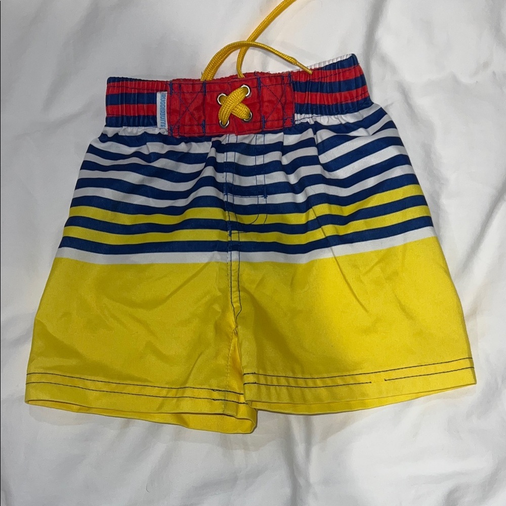 Vibrant Striped Kids Swim Trunks